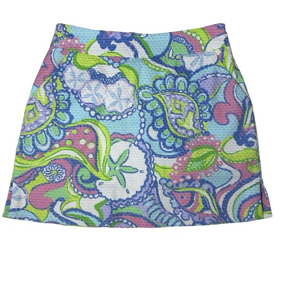 Lilly Pulitzer Skort Women's Sz 0 Marigold Conch Republic Mini Skirt Textured - Picture 1 of 7